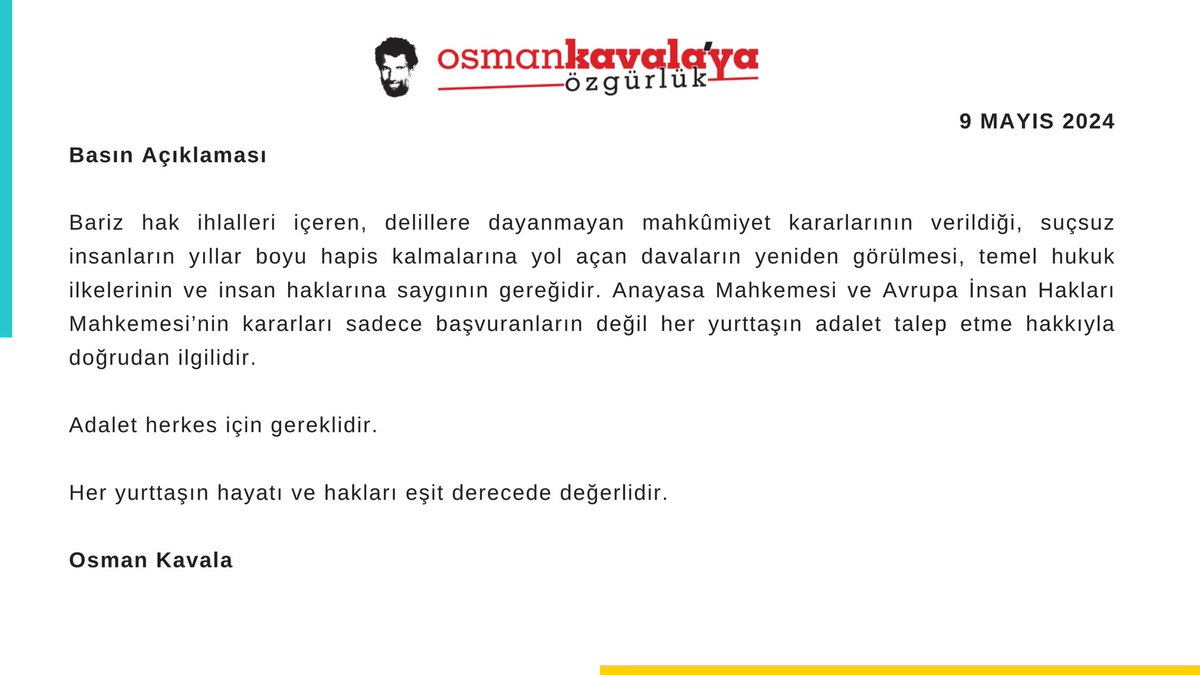 Osman Kavala Basın Açıklaması 9 Mayıs 2024 #OsmanKavalayaÖzgürlük