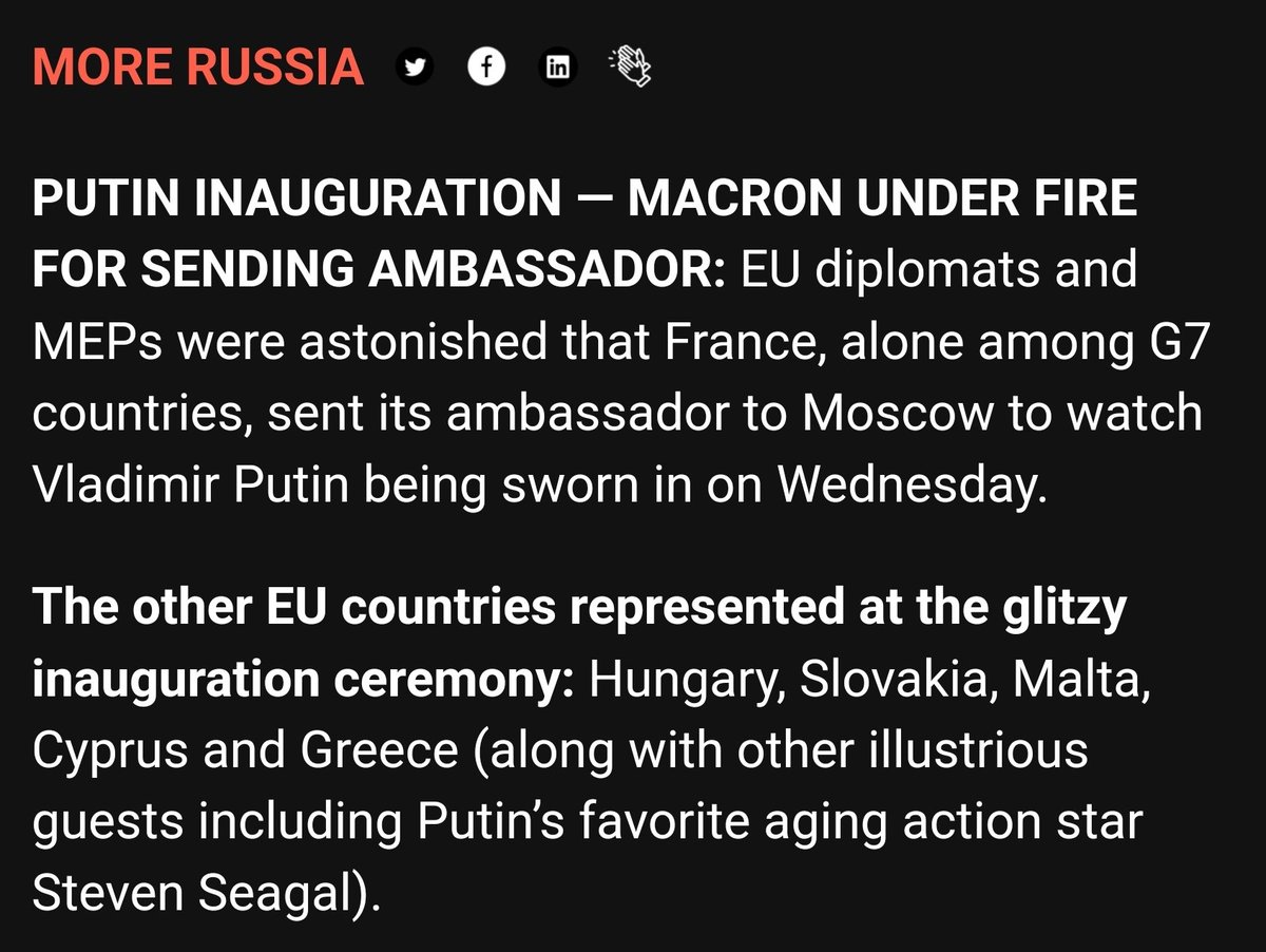 Chissà cosa pensa l'eurodeputato eletto in Francia #Gozi di questa scelta del suo leader #Macron: dirà che anche lui è pagato da #Putin? E i 'grandi' editorialisti della stampa italica? Niente da dire?