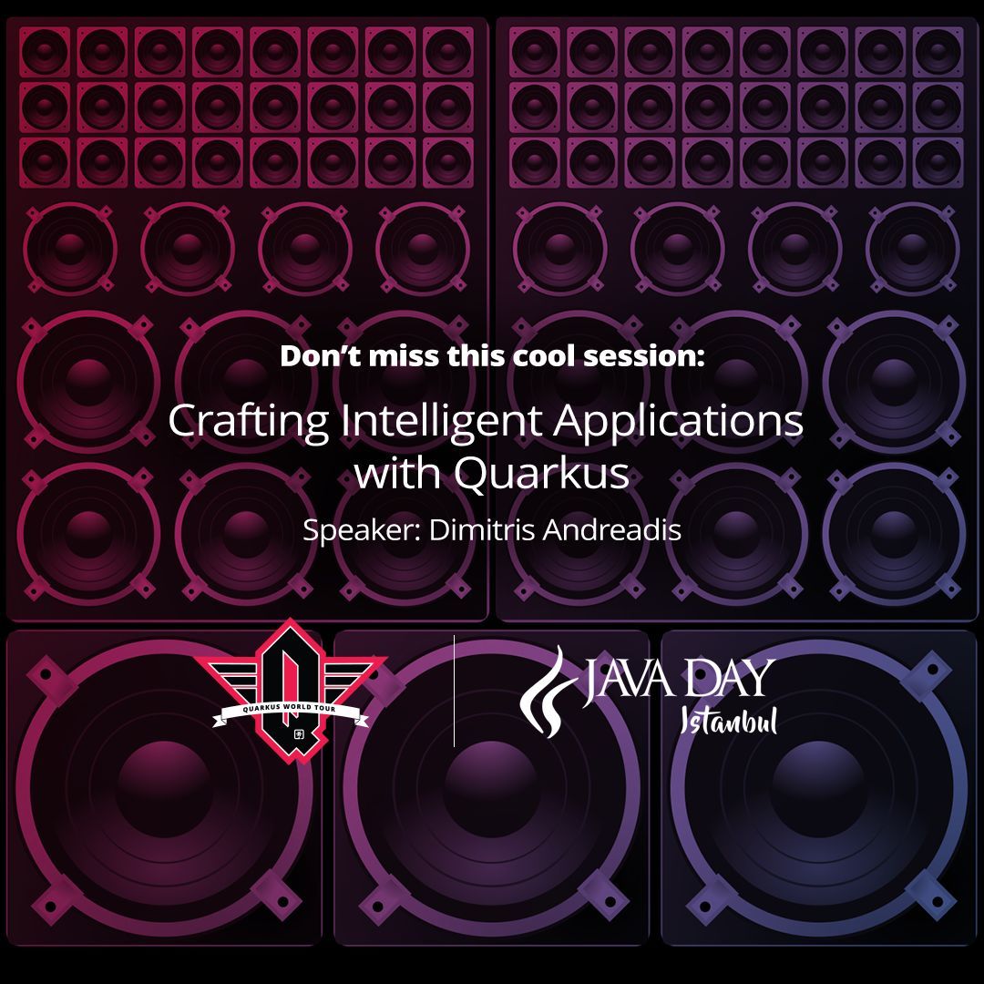 Check out this cool session at Java Day Istanbul this Saturday: 'Crafting Intelligent Applications with Quarkus' with Dimitris Andreadis. buff.ly/3US4H1F