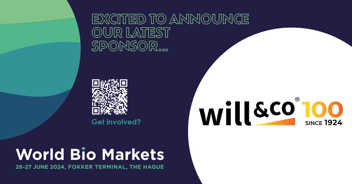 We're delighted to announce Will & Co B.V. as a sponsor for World Bio Markets 2024! 

Join us in welcoming Will & Co and make sure you get your Delegate Pass to come and explore their contributions to various sectors!

Click here bit.ly/3TXZvYc

#WBM24 #Sustainability