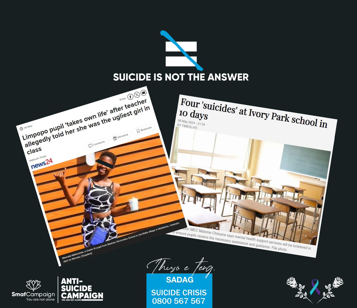 Suicide is not the answer, confiding and seeking help is. #Thusoeteng #ChooseToLive #SmafCampaign #YouAreNotAlone #AntiSuicideCampaign
