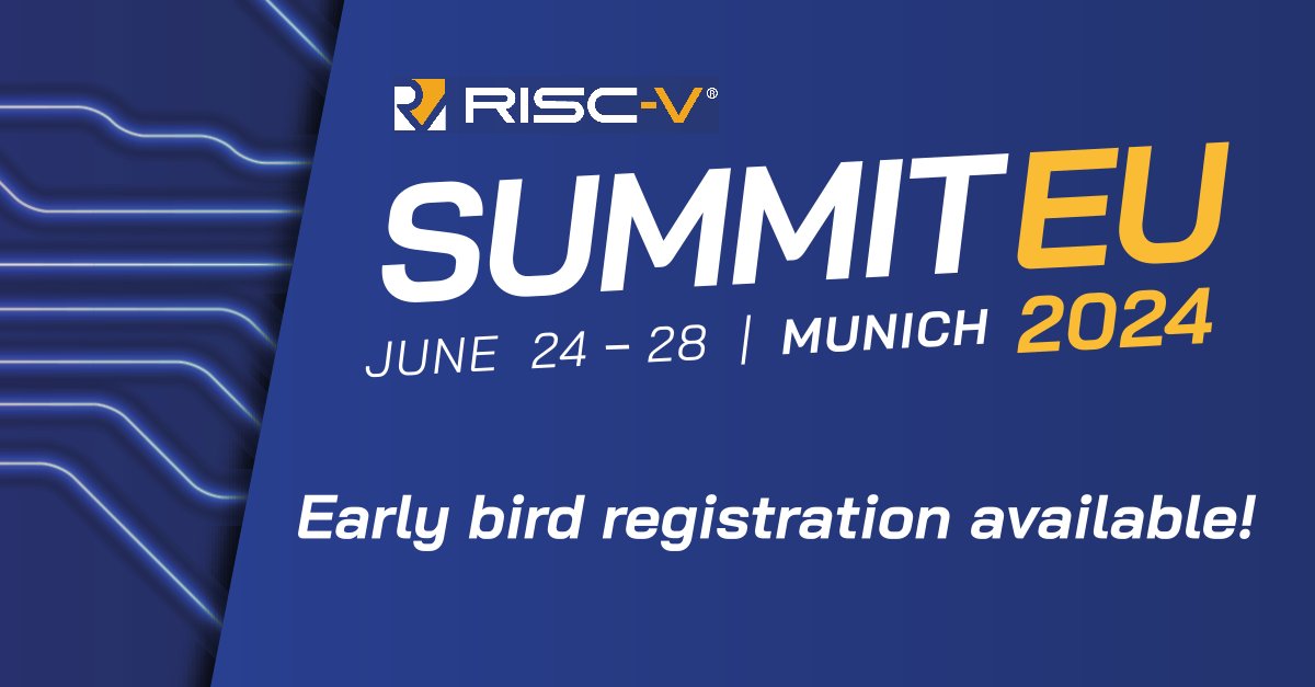 #RISCVSummitEurope is back from June 24-28 in Munich, Germany! Last year’s event welcomed more than 500 attendees from across the world.   

Europe continues to be an explosive market for #RISCV adoption and ecosystem momentum. Register here: hubs.la/Q02wCJjC0
