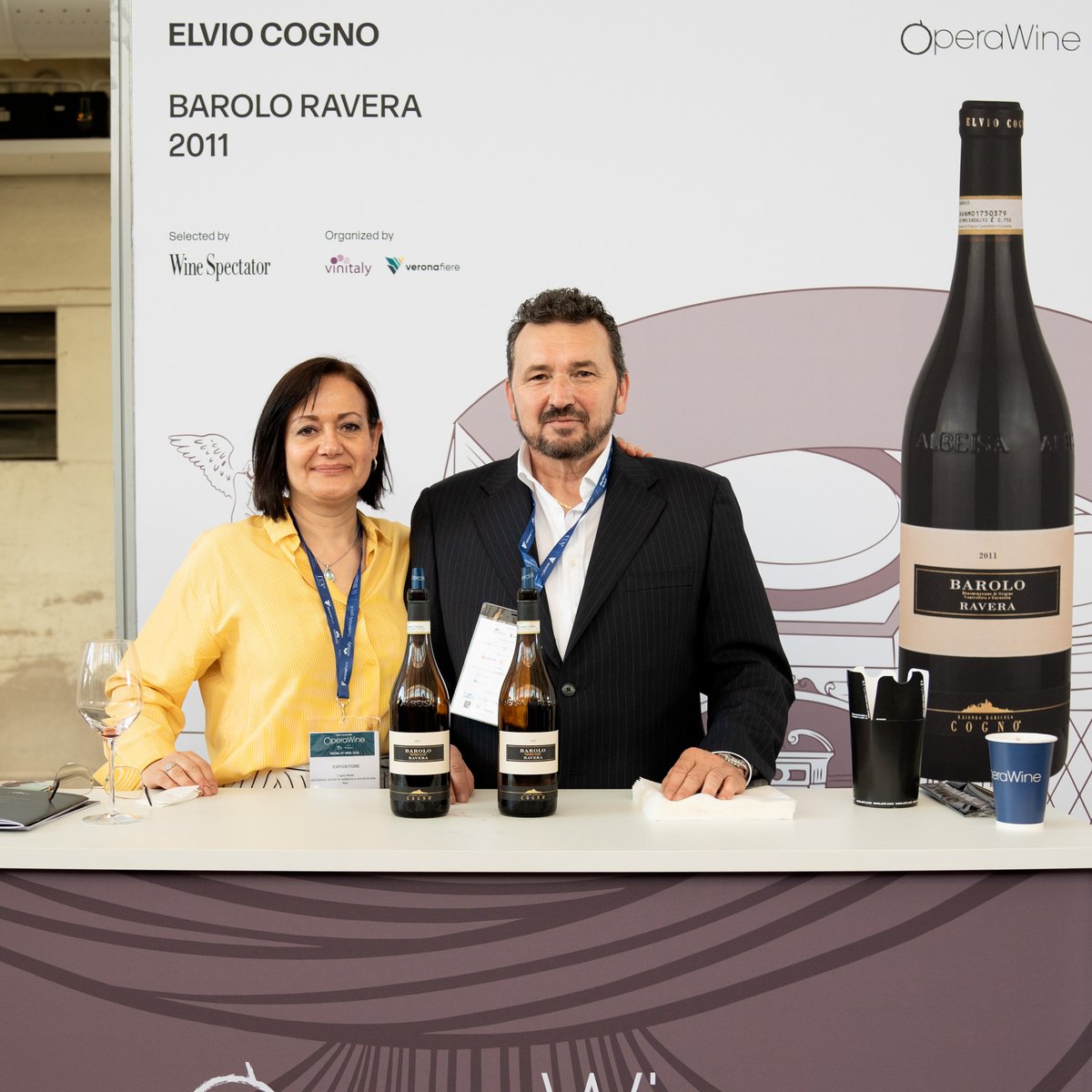 Here is the portrait of @elviocogno, one of the great Italian producers selected by Wine Spectator for #OperaWine2024. During this year's Grand Tasting, they shared with guests their Barolo Ravera 2011. Congratulations again! #OperaWine #Vinitaly2024 #finestitalianwines