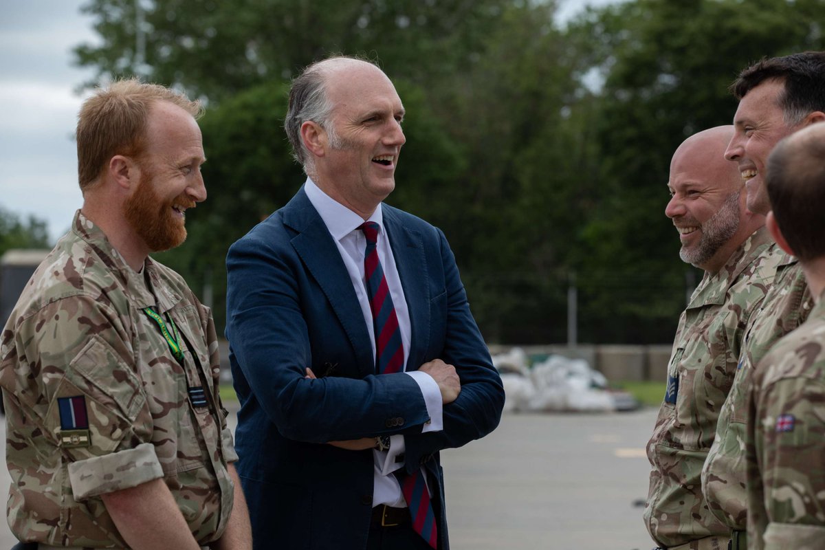 DefenceHQ's tweet photo. The men &amp; women of @IXBSqn &amp; 140 Expeditionary Air Wing work around the clock to keep our skies safe, currently flying @NATO air policing missions in Romania.

@leochertyuk met their aviators &amp; thanked them for their commitment to delivering global operations. https://t.co/TrNi7so1wT