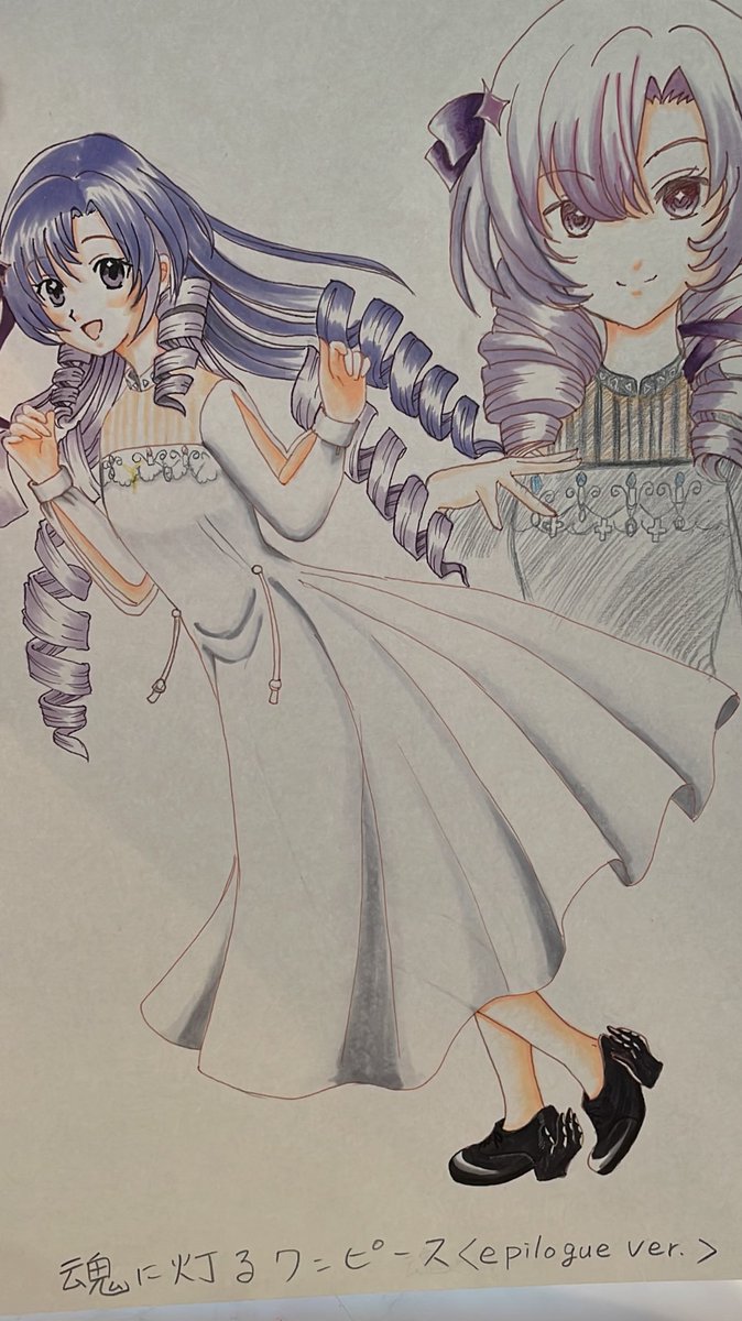 もしもhazamaさんの服をサロメさんがきてみたらというかんじで描きました。ちなみにこの服は「魂に灯るワンピース〈epilogue ver〉です。すごくお嬢様っぽくてサロメさんに似合いそうです。
 #サロメ百万展
#hazama