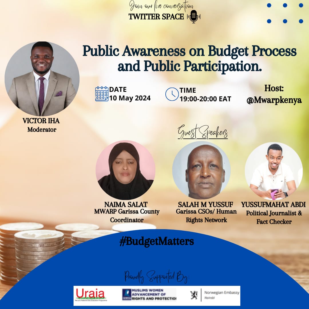 What are the gaps in the public engagement on key budget processes? Join our #BudgetMatters conversation tomorrow from 7pm to unpack this critical issue. @FahadChangi @NdunguWainaina @johnallannamu @Jaychappa @GabrielDolan1 @21way1 @tobiasmwarabu @JumaPambajuma61 @TwahaMaimuna