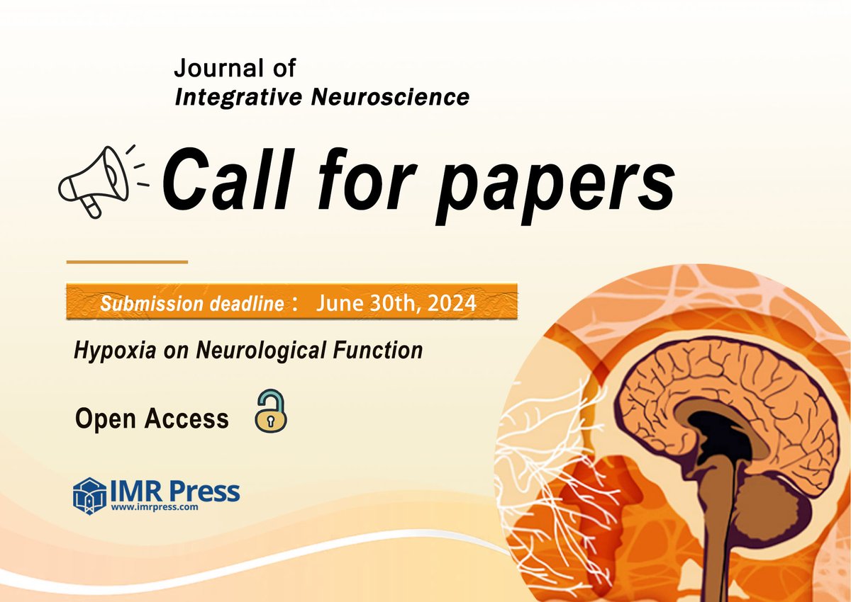 We @JINeuroscience are calling for papers for Topic   ✨'Hypoxia on Neurological Function'  
Deadline: 30 August 2024   
Submission Link: imr.propub.com/access/login 
#callforpapers #Hypoxia #NeurologicalFunction
Contact: elaine.oh@imrpress.com     
Welcome to your contributions!