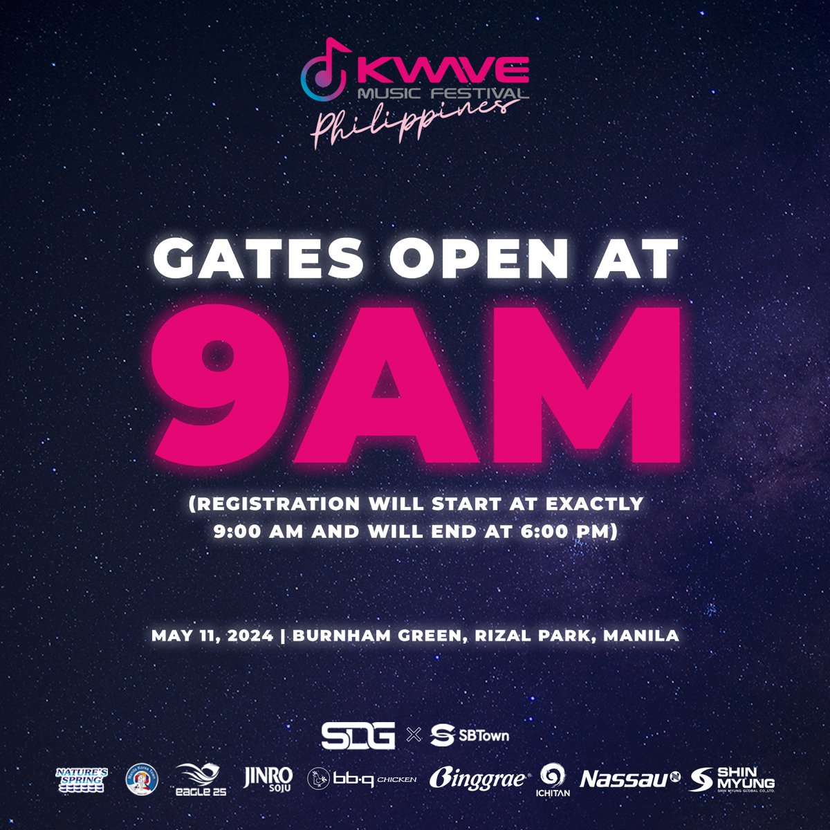 kwaveph's tweet image. KWAVERS! Keep it in mind! 💡

This Saturday, get ready for a wave of music and fun! Strapping starts at 9:00 am and wraps up at 6:00 pm. See you there! 👋

#THEBOYZ #fromis_9 #PLUUS #YGIG #YARA #KAIA #KWAVEPH #AbsolutelyLibre #KWAVEMusicFestival #BadmintonAsia #KWAVE