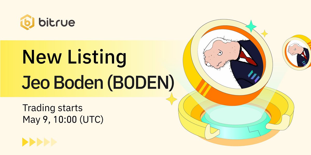 🔥 New listing $BODEN is coming to #Bitrue Spot. @bodenonsolana 

🔹 Deposits opened
🔹 BODEN/USDT trading: 10:00 UTC, 9 May
🔹 ZERO trading fees for a limited time

👉 Details: support.bitrue.com/hc/en-001/arti…