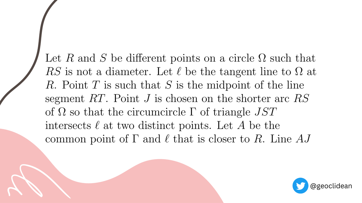 geoclidean's tweet photo. IMO 2017 Problem 4
#Geometry #IMO #Tangent #IMO2017 #Circumcircle #CharlesLeytem https://t.co/DaX4pkUuFL