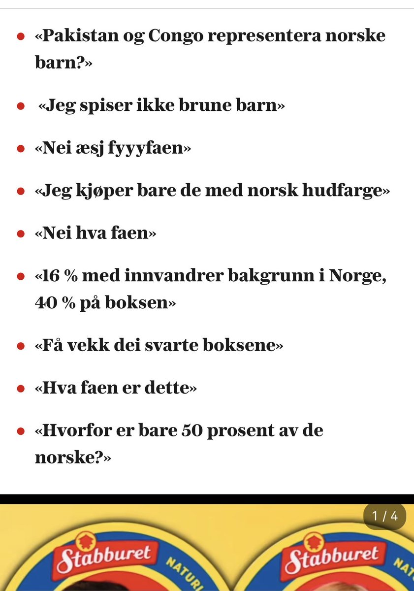 JarlWaage's tweet photo. Steikje. No har eg pinadø sett dette og. Folk er rasande og går av skaftet i kommentarfelt fordi barn av ikkje-arisk rase er avbilda på leverpostei-boksar! Kva i innerste dalstroka innanfor er det som feilar desse menneskja? Dette tar krenkehysteriet til nye høgder. https://t.co/ikNuGfgIs6
