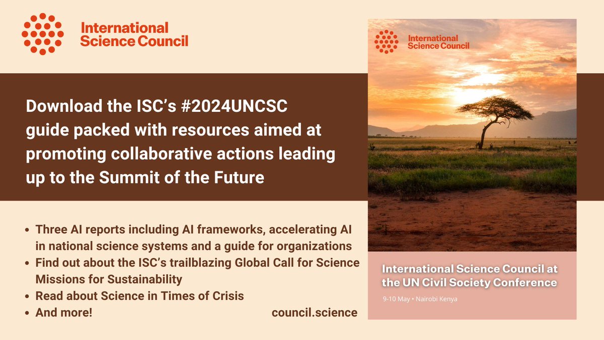 It's an honour to be at the #2024UNCSC Let's ensure a strong global voice for #science in the Pact for the Future @NamibiaUN @GermanyUN 📔We've put together a guide for delegates with resources on #AI, #Sustainabilty, #SDGs and more council.science/wp-content/upl…👇