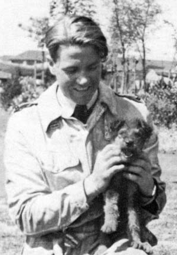 FL.Lt. Pat Hughes. Australian One of THE FEW. bbm.org.uk/airmen/HughesP… Pat's inseparable companion, a terrier called 'Butch', flew with him in action. The dog was never seen again after that day and it is widely believed that he died with his master.