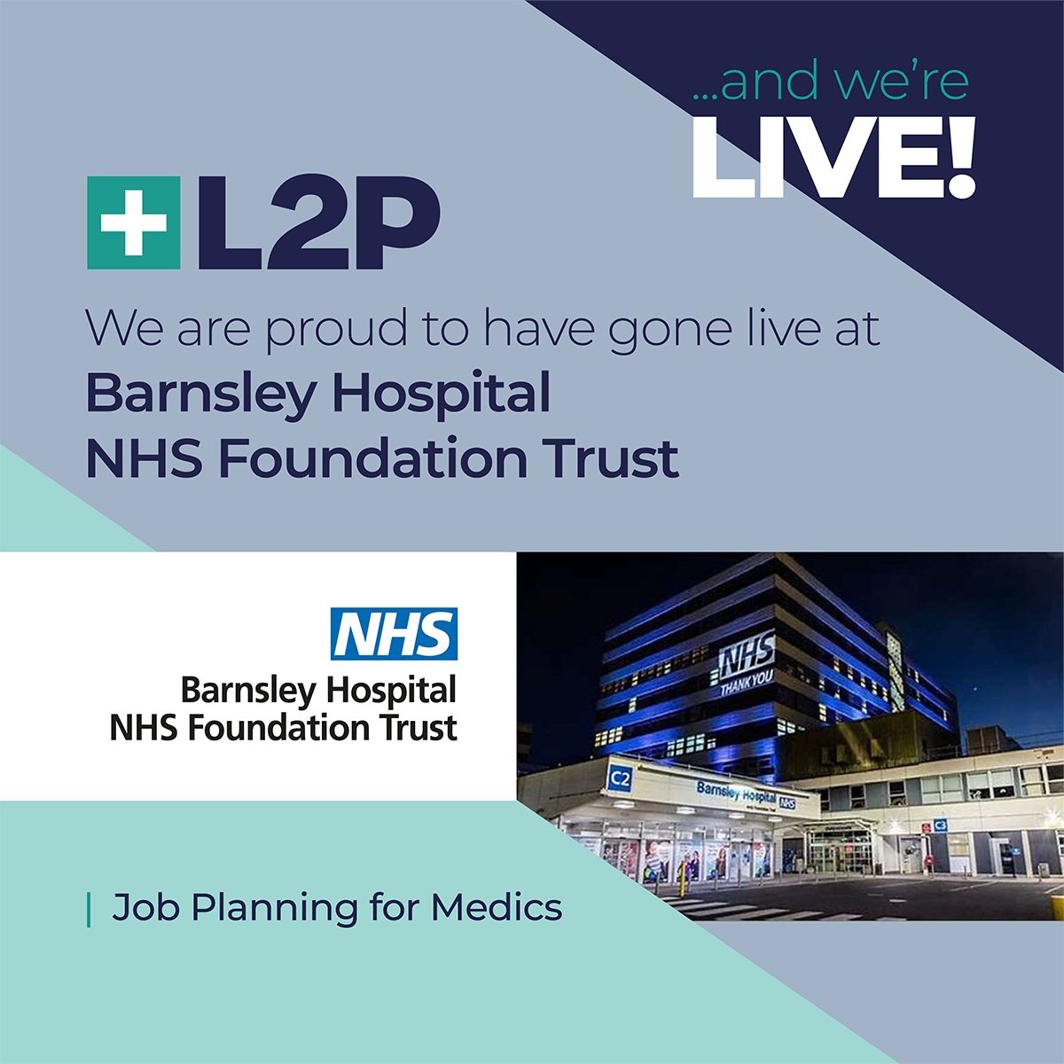 L2P Enterprise Ltd is delighted to be working with Barnsley Hospital NHS Foundation Trust, and we are even more excited to be live with electronic medics job planning.
#nhs #nhsworkforce #l2p #jobplanning #nhsdigital