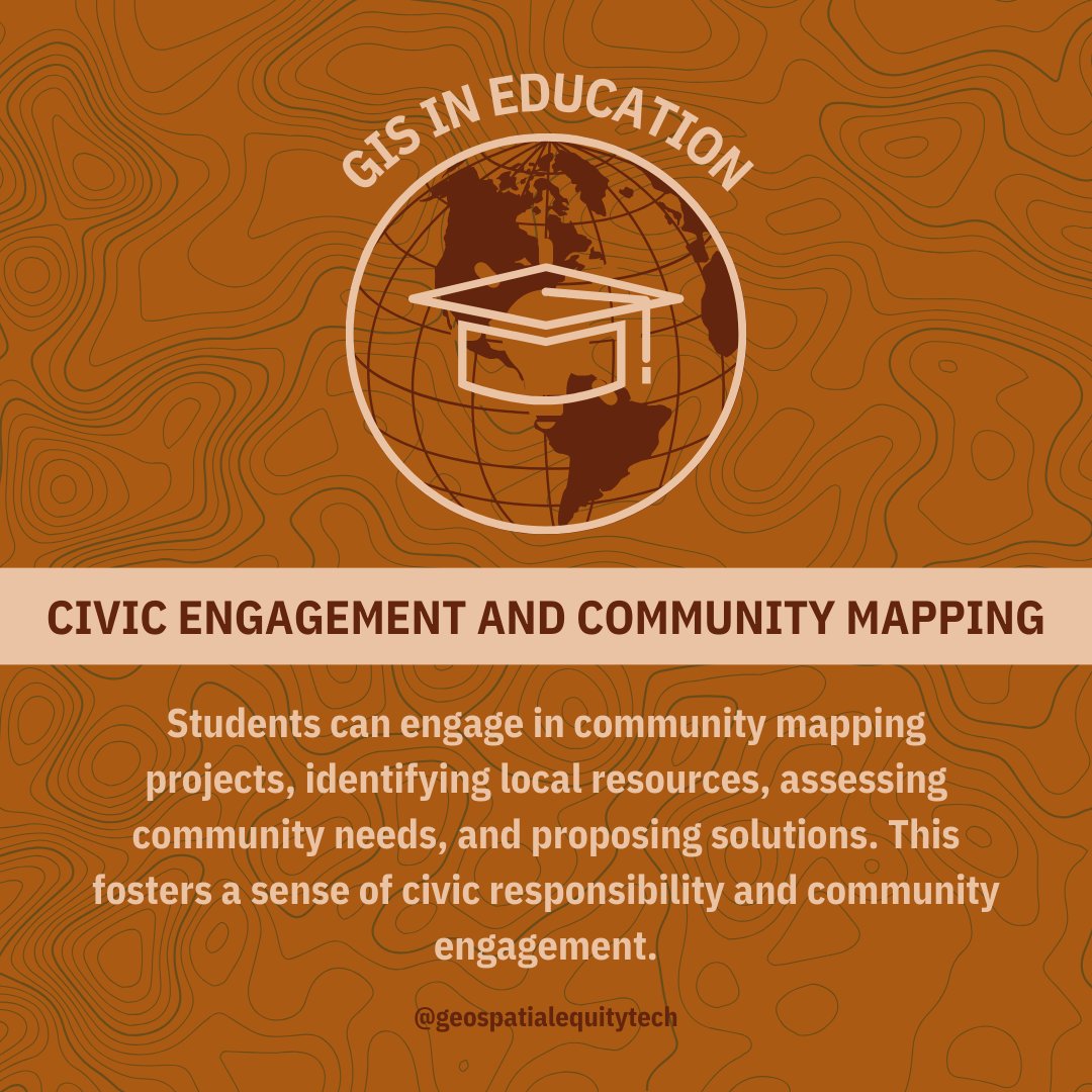 Through hands-on collaboration and spatial analysis, students can develop a deeper understanding of civic responsibility and community empowerment, preparing them to become active and engaged citizens in shaping their communities' future.

#GET #GISeducation #GIS #CivicEngagement