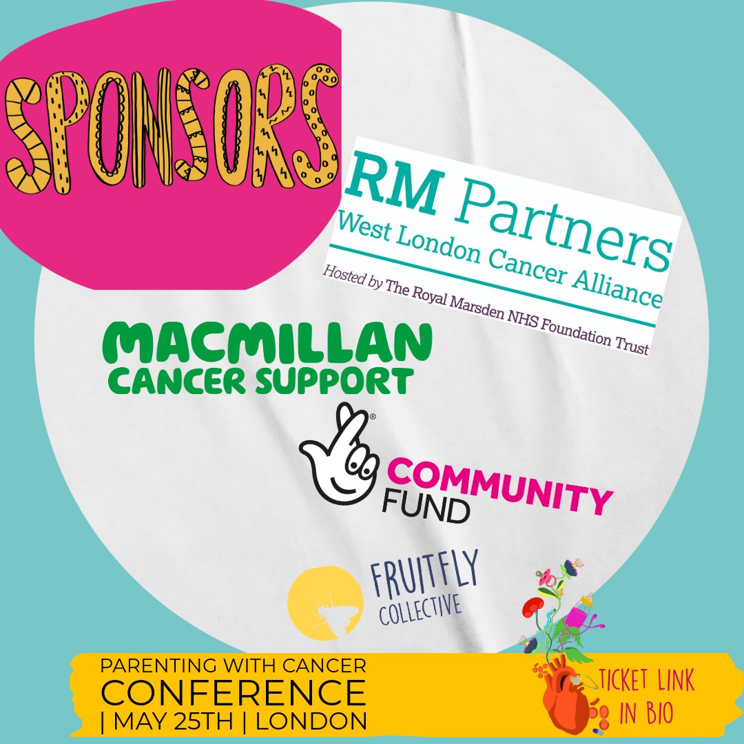 A huge thank you to the sponsors of this first Parenting with Cancer conference. RM Partners Cancer Alliance @macmillancancer @FundTnl & @FruitflyC Tickets only available until Friday 17th May so grab one now. buytickets.at/fruitflycollec…