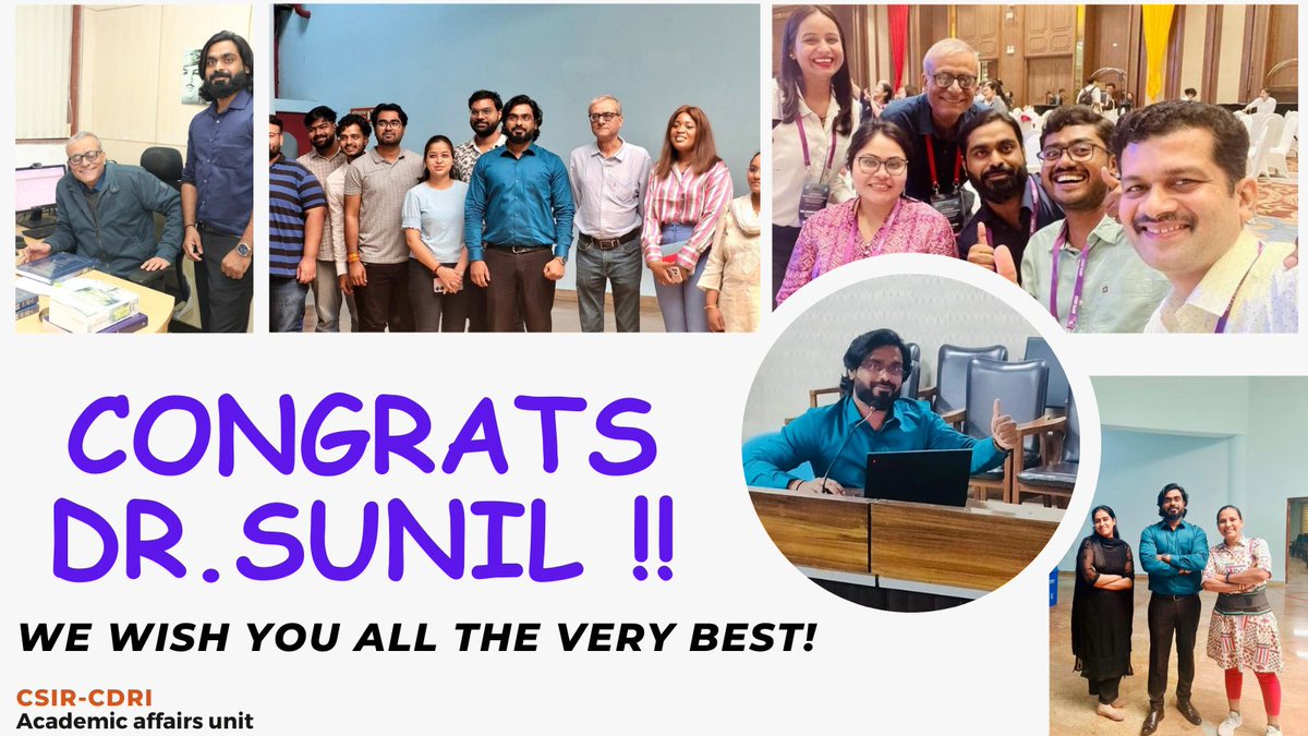 Celebrating Sunil Kumar Raman's @sunil_raman successful #PhDviva defense @CSIR_CDRI .  Wishing you all the best for your future endeavors! Check out some of his exciting moments here. Fly high Sunil!! #PhDdone #AcademicTwitter @amit_cdri @AcSIR_India