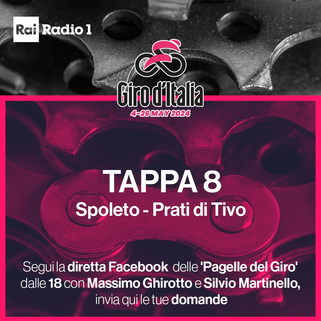 ⬆️⬇️🚴Top e flop del giorno. Segui in diretta su Facebook dalle 18 le #PagelledelGiro con @GhirottoMax e @s_martinello della ottava tappa #Spoleto - #PratiDiTivo e scrivi le tue domande nei commenti. #Giro #giroditalia #RaiGiro #radio1