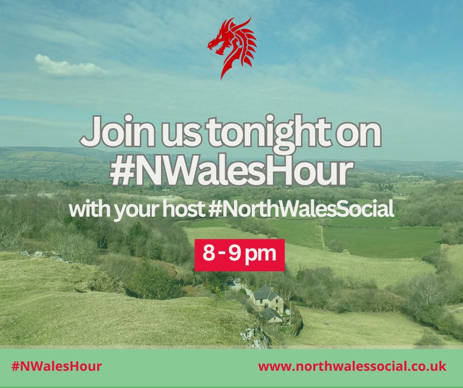 It’s tonight 🤩

Do try to join us for an already buzzingly popular hour live here on X from 8.

#NWalesHour 🏴󠁧󠁢󠁷󠁬󠁳󠁿 
#NorthWalesSocial