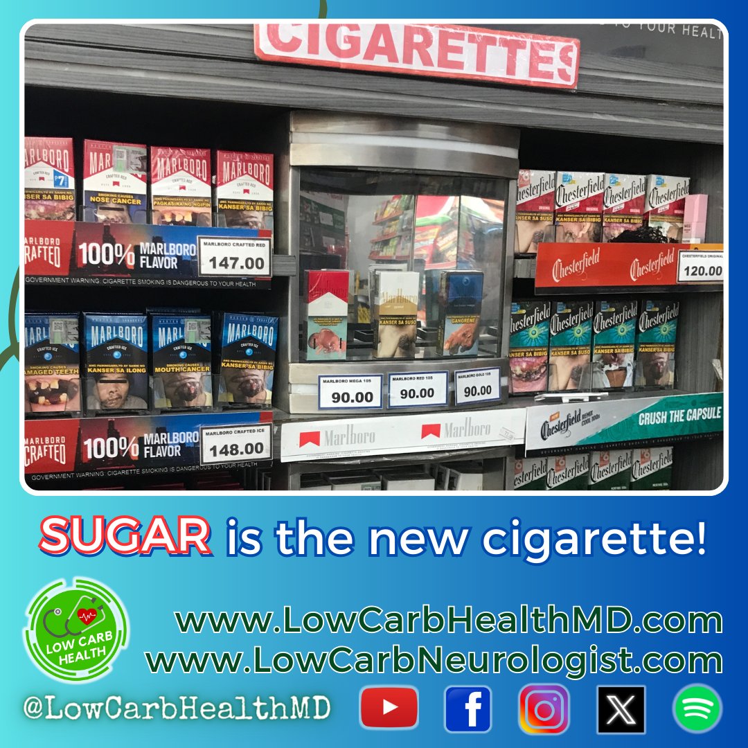 LowCarbHealthMD's tweet photo. SUGAR is an ADDICTIVE TOXIN. It now causes a lot MORE DEATHS from heart attack, stroke, cancer, kidney/liver failure + other diabetes complications vs smoking cigarettes.
#FightStroke #FightHeartAttack #FightDiabetes #FightObesity #FightMetabolicSyndrome
📷https://t.co/5L21tbtWyD https://t.co/YX1y4I8Q6l