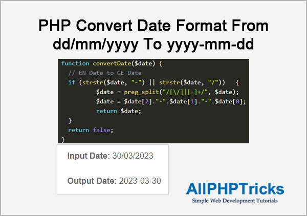 allphptricks's tweet image. PHP Convert Date Format From dd/mm/yyyy To yyyy-mm-dd
allphptricks.com/php-convert-da…
#php #convertdate #dateformat #date #format #DDMMYYYY #yyyyMMdd #coding #programming #webdevelopment #webdeveloper @allphptricks