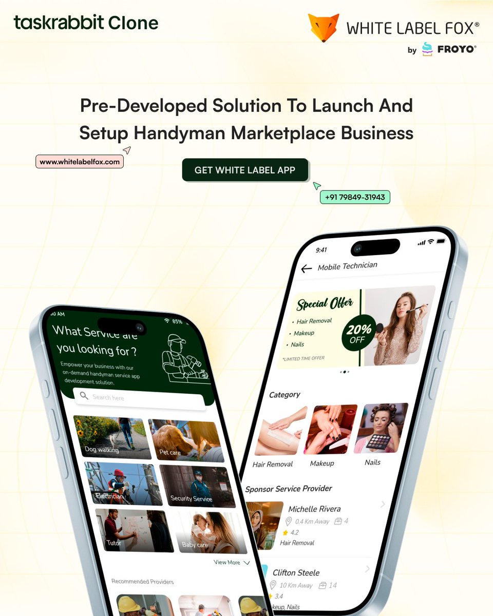 whitelabelfox's tweet image. Introducing our readymade Handyman Clone App platform, ideal for entrepreneurs looking to enter the market swiftly and efficiently:
Explore more details here: whitelabelfox.com/task-rabbit-cl…
#taskrabbitclone #taskrabbitcloneapp #taskrabbitapp #handymancloneapp #whitelabelfox #froyo
