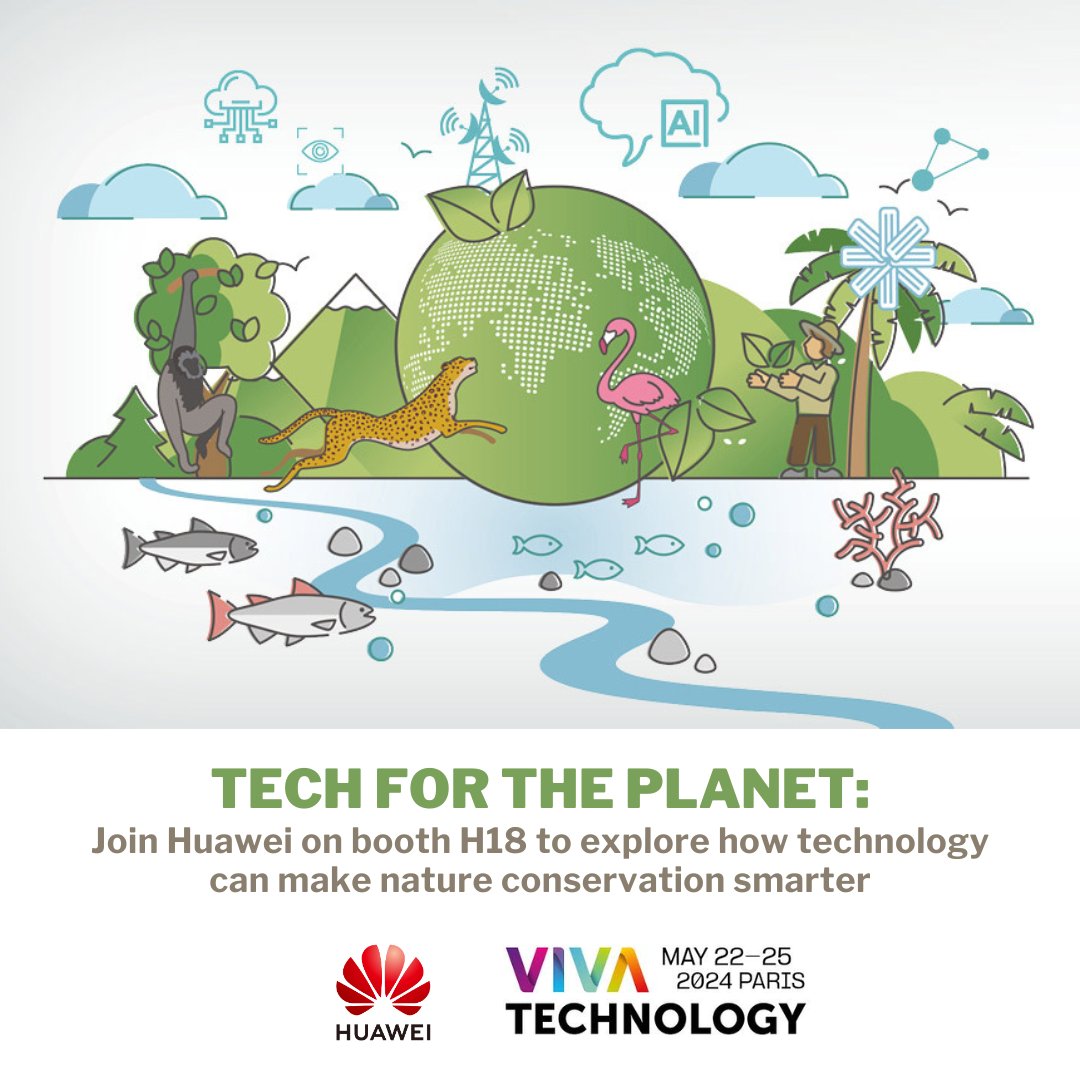 🌍 Want to 'tech' a stand for our planet? On May 22, come celebrate #InternationalDayforBiodiversity with @HuaweiFR at #VivaTech & unearth the treasures of our #TECH4ALL initiatives across 53 protected areas worldwide.