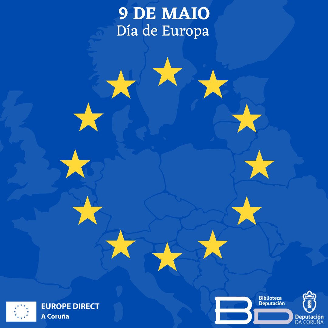 🇪🇺Feliz #diadeeuropa!! Convidámoste a celebralo con varios recunchos temáticos con literatura da UE: 🟦Na @eBiblioDaCoruna: acortar.link/N3ZOWE 🟩En Préstamo de persoas adultas 🟦En BBTK/Infantil e na Xuvenil 👉E o sorteo dun lote de materiais da UE, por @EDCoruna Participa!