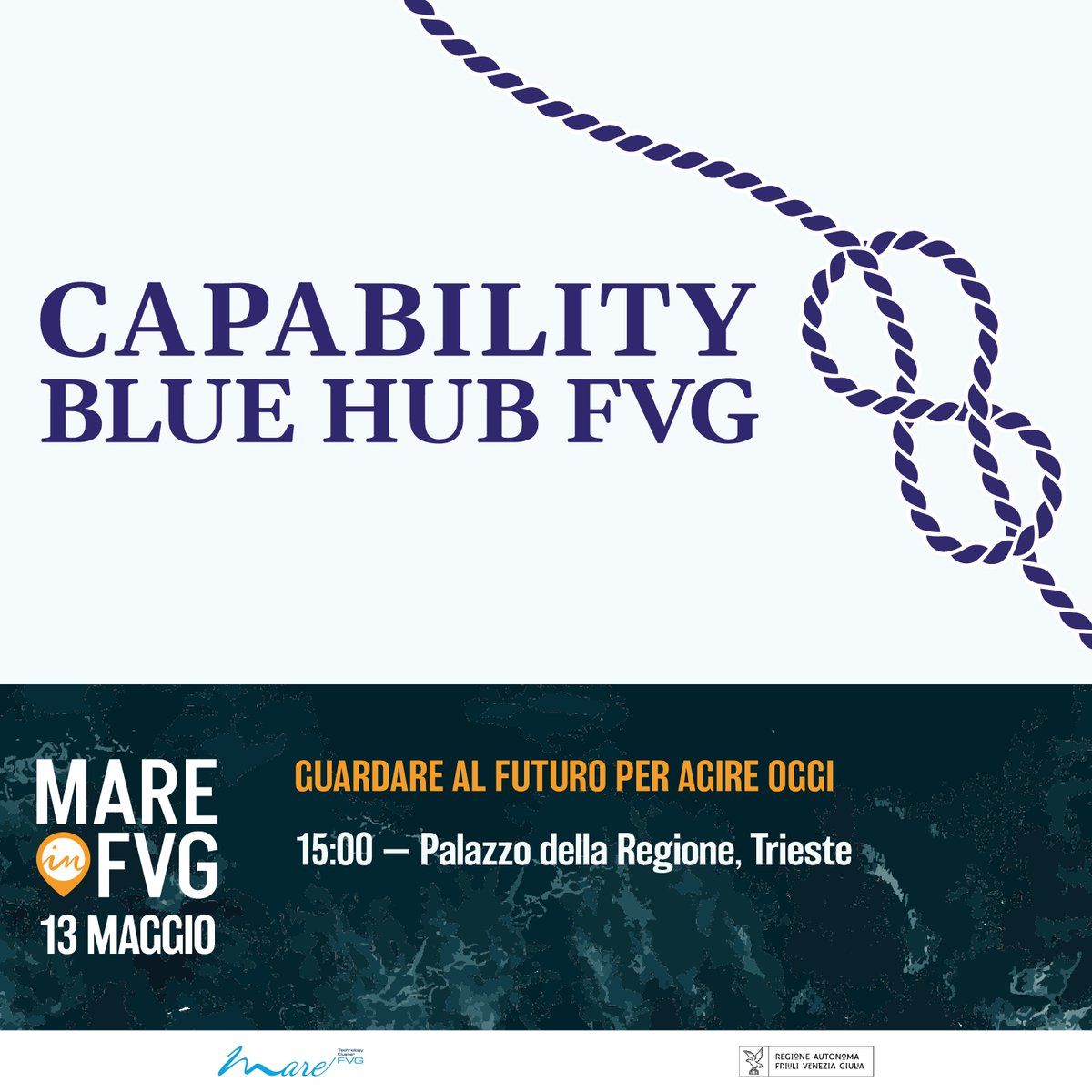 🌊Evento: Capability Blue Hub FVG - 'Guardare al futuro per agire oggi' 
📅il 13 Maggio 2024,Trieste
🔍Scopri un nuovo approccio all'#innovazione nella #BlueEconomy
Iscriviti per partecipare all'evento👉bit.ly/capability_blu…
#mareinfvg  #RegioneFVG #MaritimeTechnologyClusterFVG