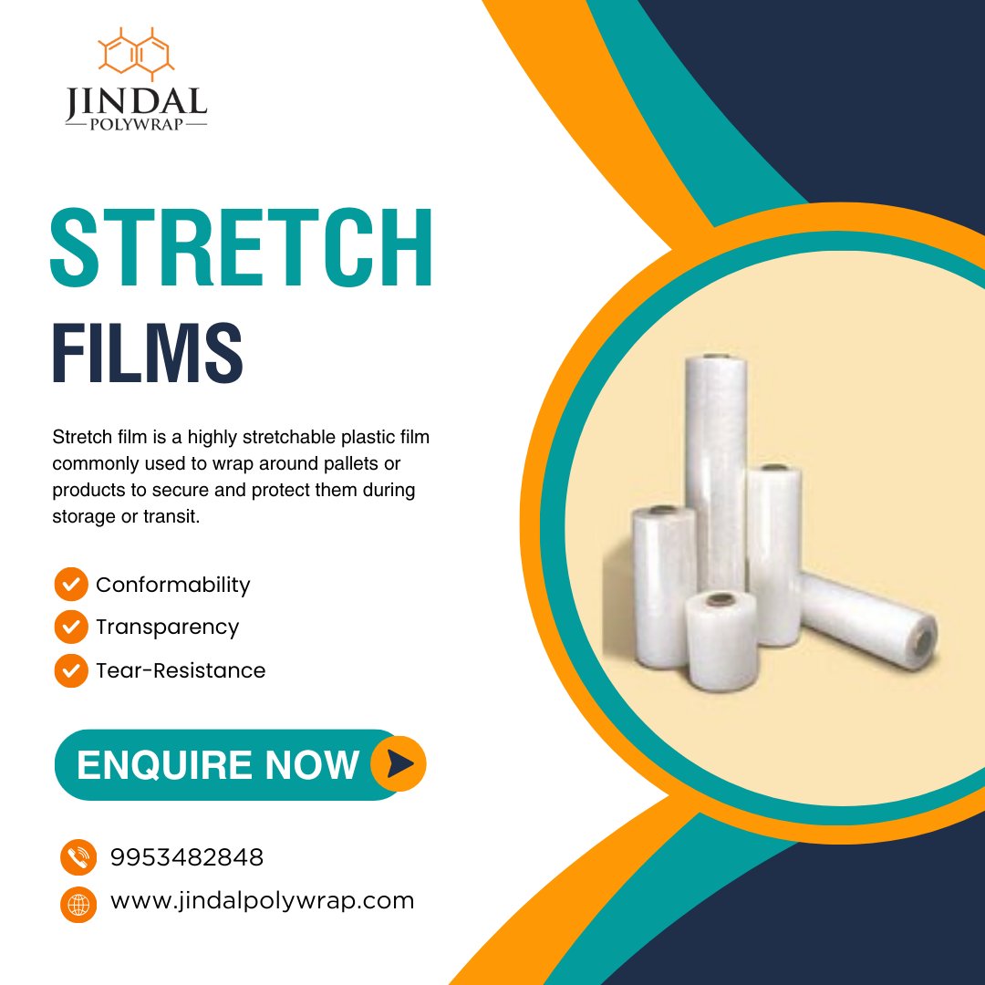 STRETCH FILMS

Material Used - MLLDPE, LDPE
Packaging Type - Rolls
Thickness - Upto 150 Microns

Call us at: +91-9953482848
Visit Website: jindalpolywrap.com

#StretchFilms #PackagingSolutions #FilmWrapping #IndustrialPackaging #FlexiblePackaging #SustainableFilms