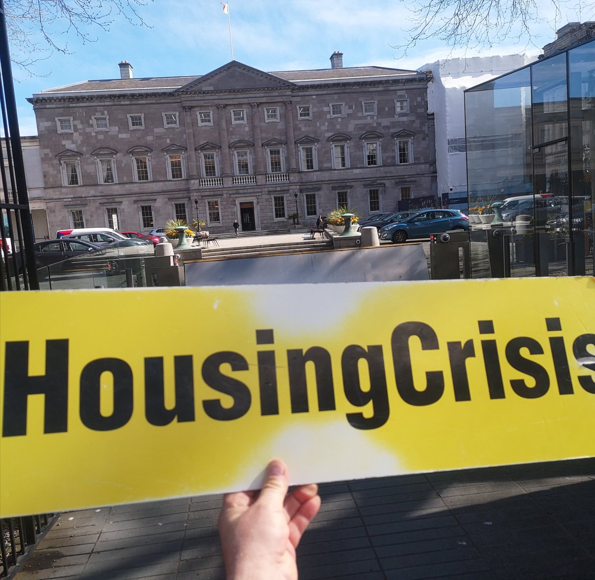 Week 103 today of my weekly housing crisis protest outside Dáil Éireann at 1pm. Spread the word. Everyone Should Have A Home. #everyoneshouldhaveahome