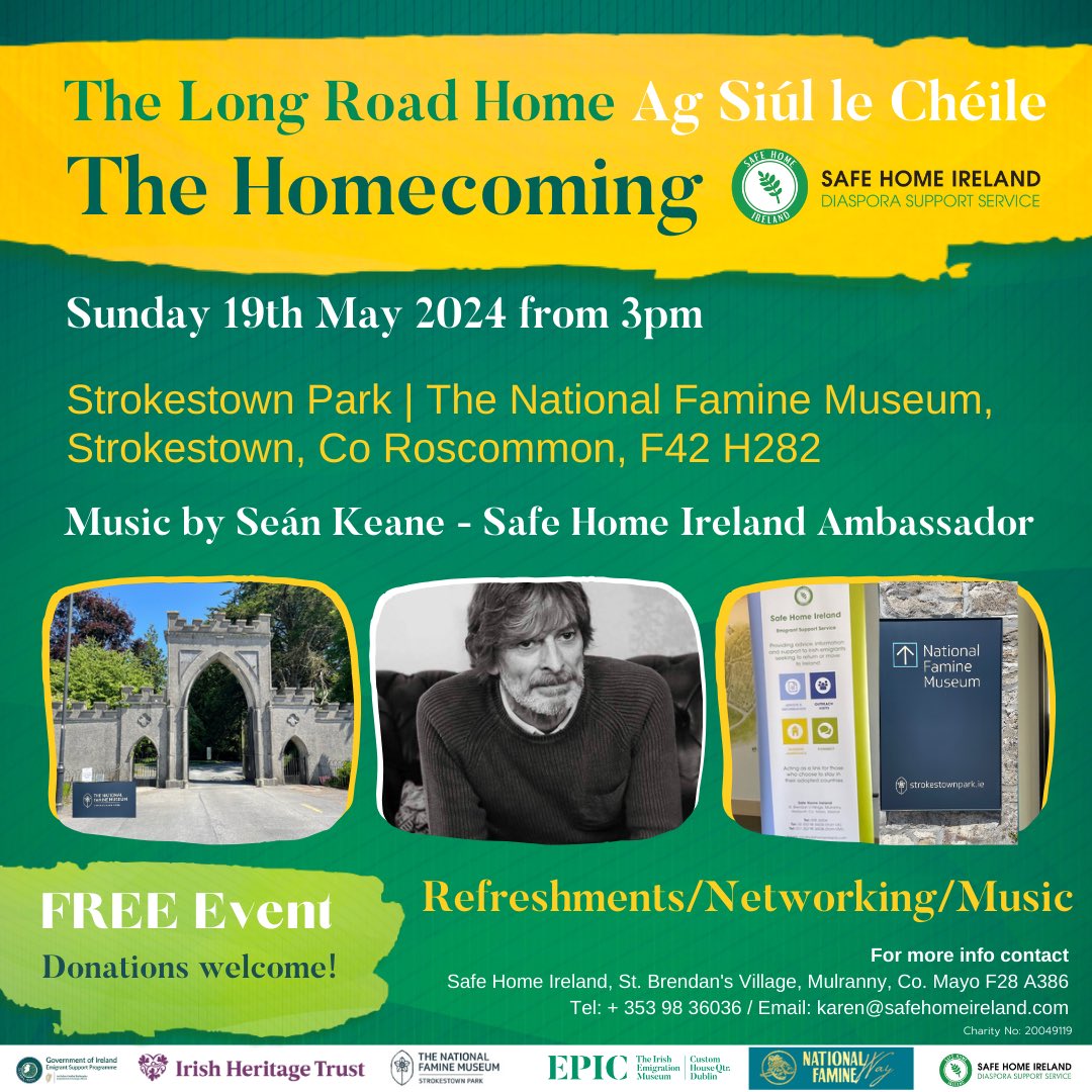 With only TWO days to go to our @famineway Fundraising challenge we are already preparing for the Homecoming at @strokestownpark! Our Ambassador Seán Keane will be walking with us and will entertain us when we arrive home on Sunday 19 May! #TheLongRoadHome