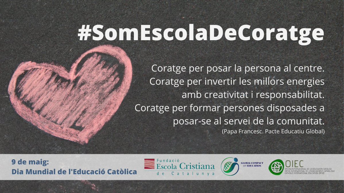 Avui celebrem el #diamundialeducaciócatòlica i volem aprofitar aquest dia per convidar-vos a redescobrir l'actualitat del Pacte Educatiu Globlal, que promocionem a través del 'Premi Encoratja!' amb @BlanquernaFPCEE  ℹ️ pastoralfecc.cat/premi-encoratj…