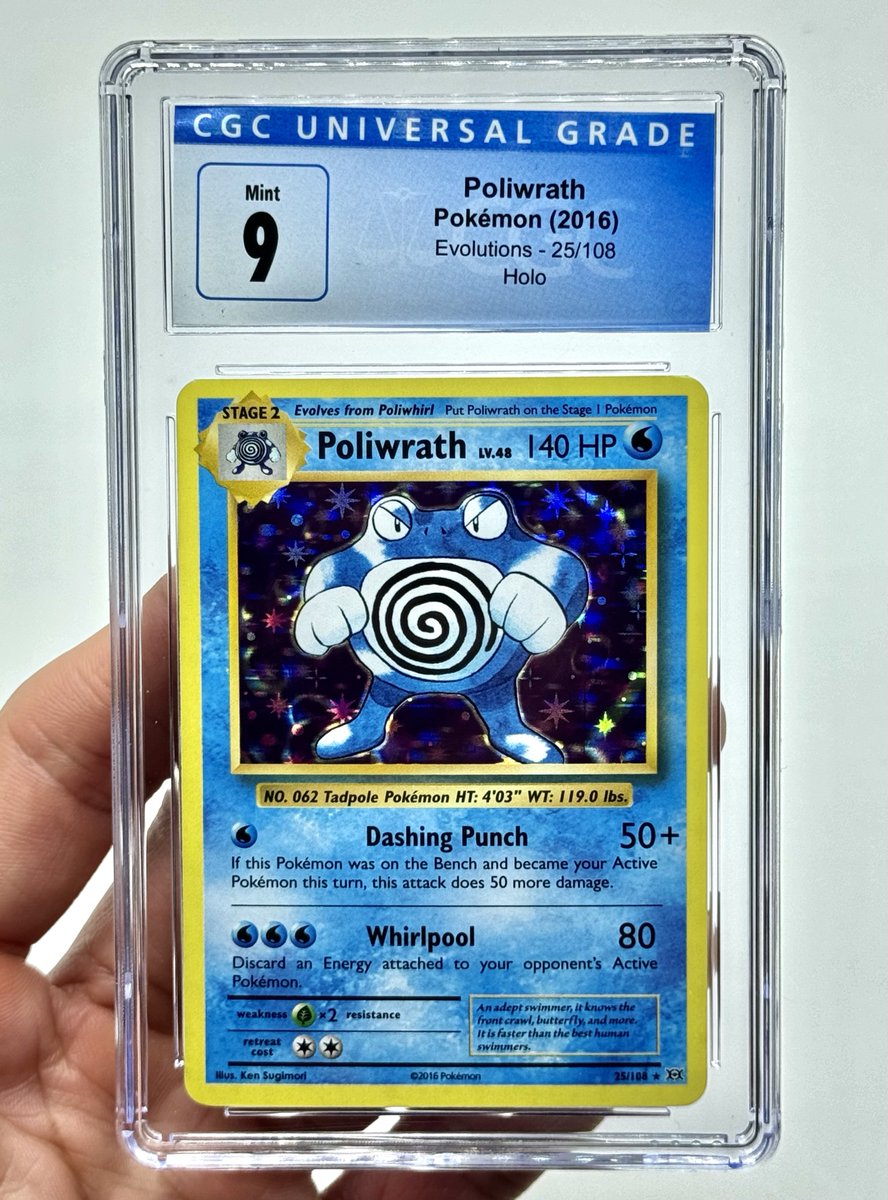 Giving away a CGC 9 Poliwrath holo from XY Evolutions Just retweet this tweet Winner picked Wednesday 5/15🖤