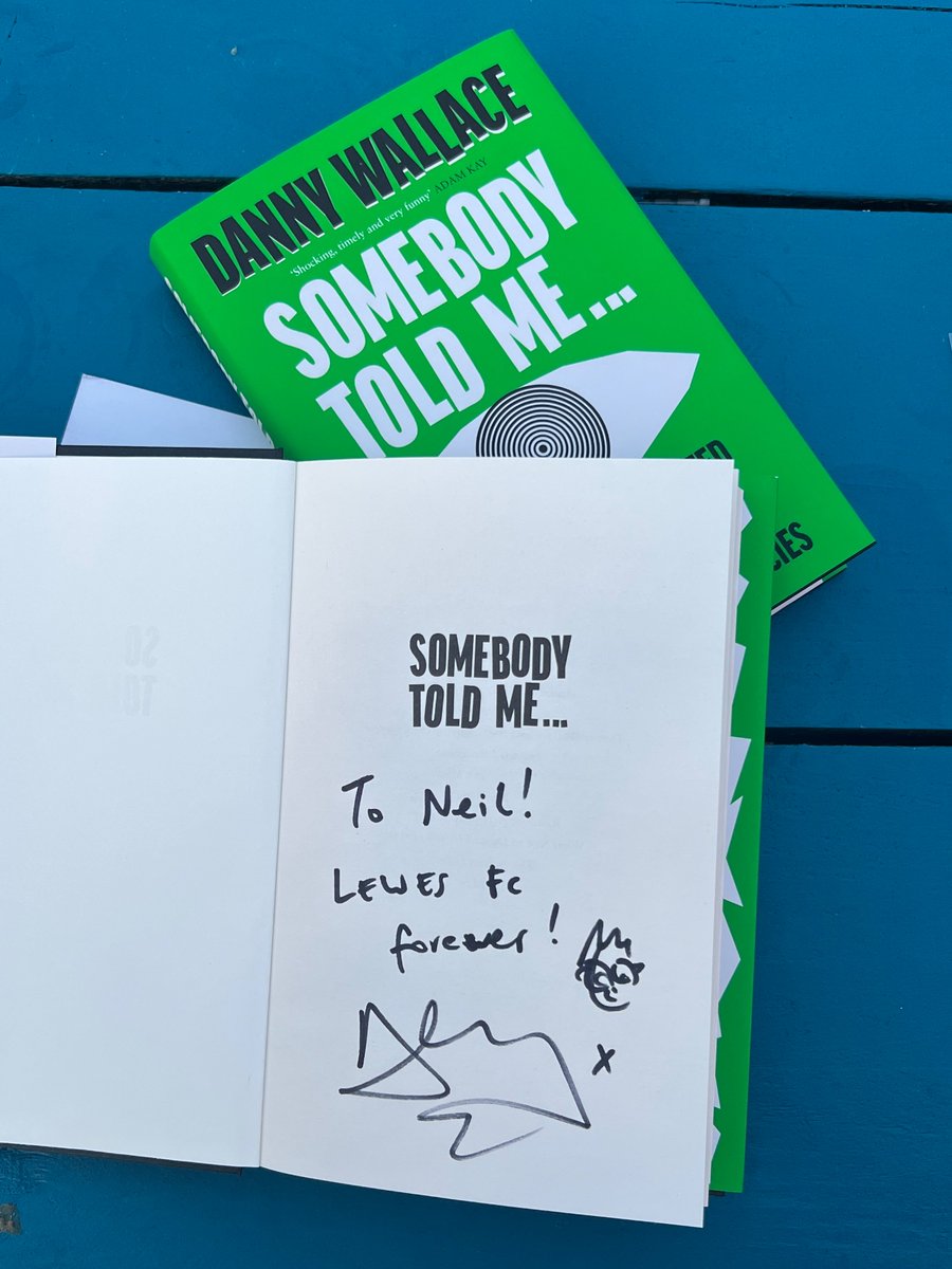 Spreading the good word <a href="/LewesFCWomen/">Lewes FC Women</a>, <a href="/LewesFCMen/">Lewes FC Men</a> with Mr <a href="/dannywallace/">Danny Wallace</a> at his book launch last night. A wonderful evening and a pleasure to meet Danny, my favourite author who has quite possibly shaped my life. Thank you Danny!