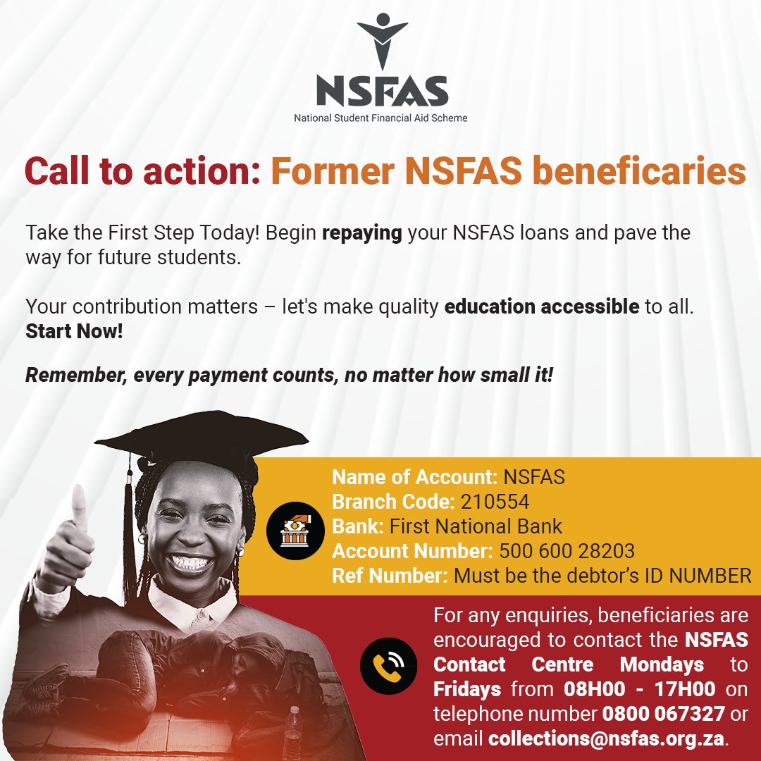 Every payment counts no matter how small it is, come forward former beneficiaries and fundisa abanye #NSFAS2024