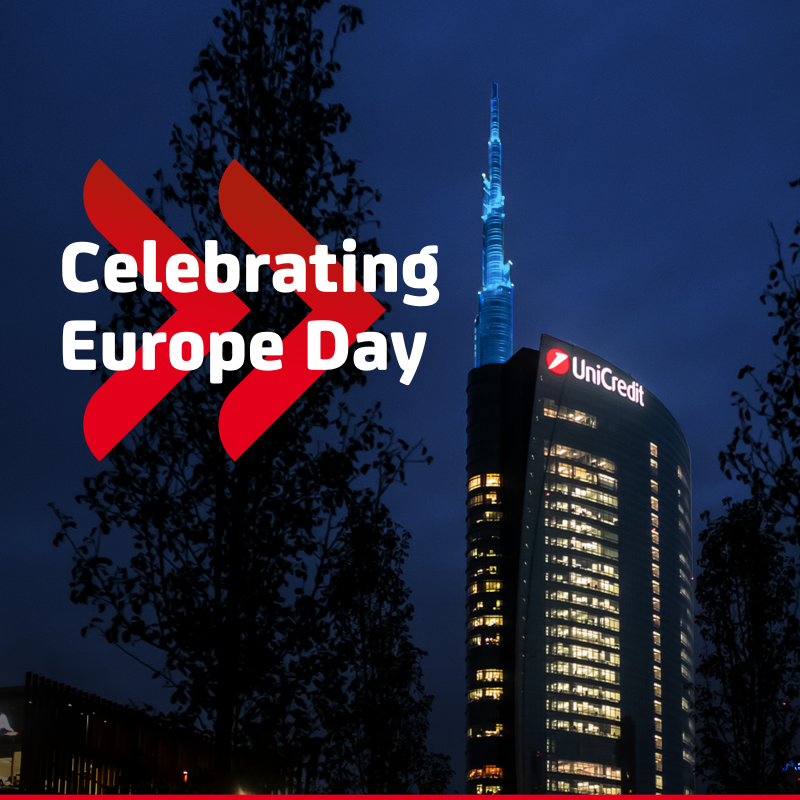 ⏩ This evening, the blue of the European flag will light up the UniCredit Tower's spire and the sky of Milan. At #UniCredit we are celebrating #EuropeDay by asking our colleagues and followers what their dream is for Europe's future. Share yours in the comments. #OurCommunities