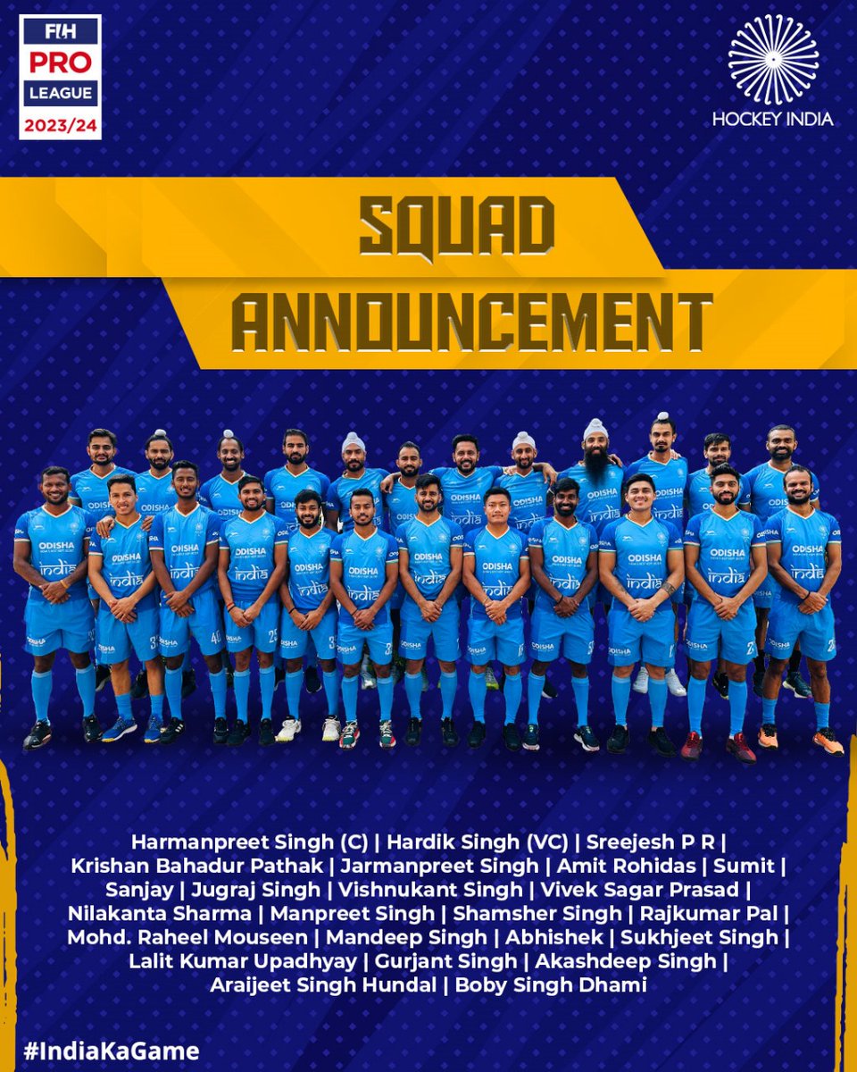 Squad Announcement Alert! 📢 Get ready to witness the firepower of the Indian Men’s Hockey Team as they take on the challenges of the FIH Pro League 2023-24 Belgium and England Legs! 🏑 Mark your calendars for their electrifying matches from May 22nd to May 26th in Belgium and…