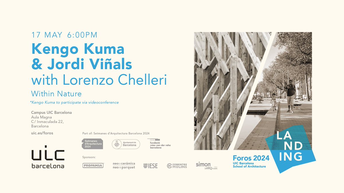 ¡Recta final de #Foros2024 con Kengo Kuma & Associates! Descubre cómo se fusionan la tradición y la naturaleza con la arquitectura contemporánea. Modera Lorenzo Chelleri de @UICbarcelona. Reserva: 17 de mayo a las 18.00 en el Aula Magna #UICForos2024 #Arquitectura #Urbanismo