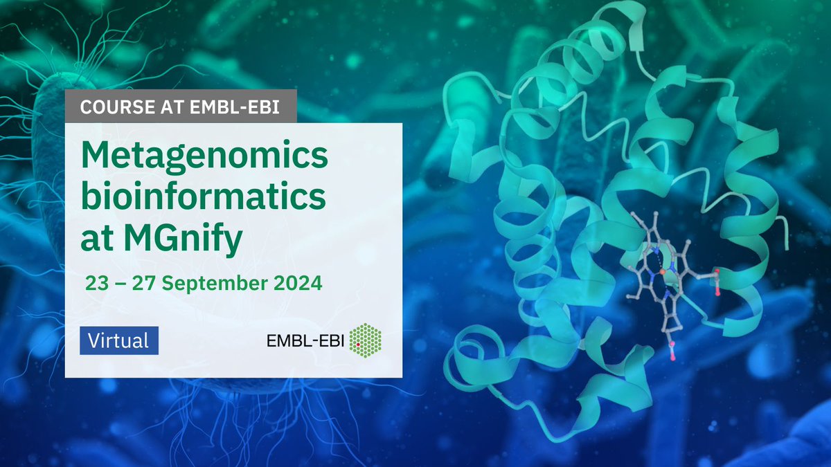 During #metagenomics #bioinformatics at @MGnifyDB, you will learn about: • Different metagenomic data • Assembly & metagenome-assembled genomes • Data analysis • Data standards & submission • Metagenomic data analysis workflows Apply by 9 June: ebi.ac.uk/training/event…