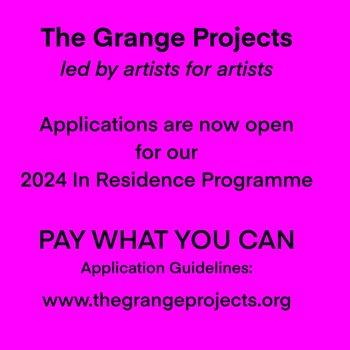 Everyone’s welcome at The Grange Projects. Rolling deadline 15th of each Month. Next Deadline 15 MAY. #artistopportunity #artistopportunities #artistopencalls #artistinresidence
thegrangeprojects.org/copy-of-applic…