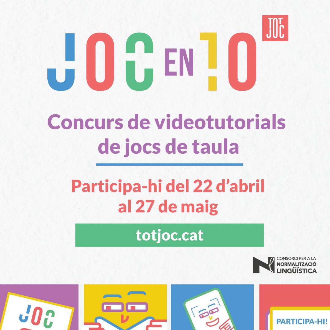 🤔Vols participar en el #JocEn10 però no trobes inspiració? 📺Mira els videotutorials que es van presentar l'any passat: youtube.com/watch?v=w0MlII… I remena en el nostre catàleg #Totjoc: totjoc.cat