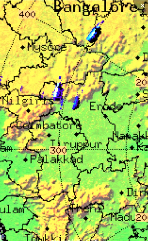 Intense #Thunderstorm over north north west of #Sathyamangalam ghats #Easternghats #Erode district Even #Chennai radar picking that storm.