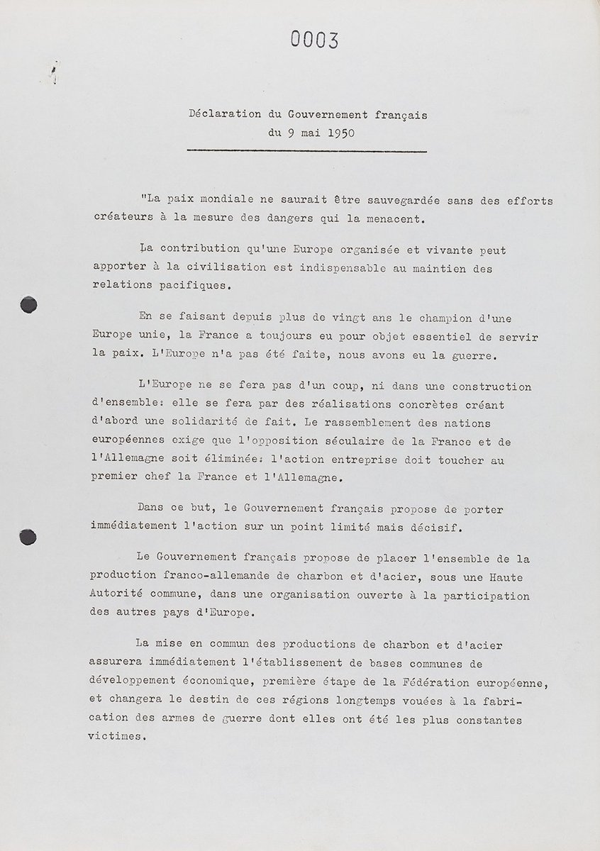 'World peace cannot be safeguarded without the making of creative efforts proportionate to the dangers which threaten it.' The Schuman Declaration, 9 May 1950 Food for thought on #EuropeDay. #EuropeDay2024 #9May #OTD #EU #EuropeanUnion