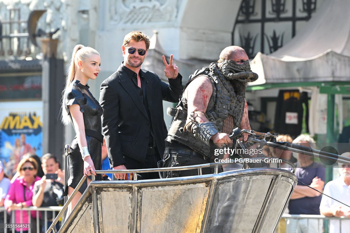 Anya Taylor-Joy and Chris Hemsworth are seen at 'Furiosa: A Mad Max Saga' Hollywood stunt in Los Angeles, California. More 📸 #FuriosaAMadMaxSaga #AnyaTaylorJoy #ChrisHemsworth 👉 tinyurl.com/u59zkyxj