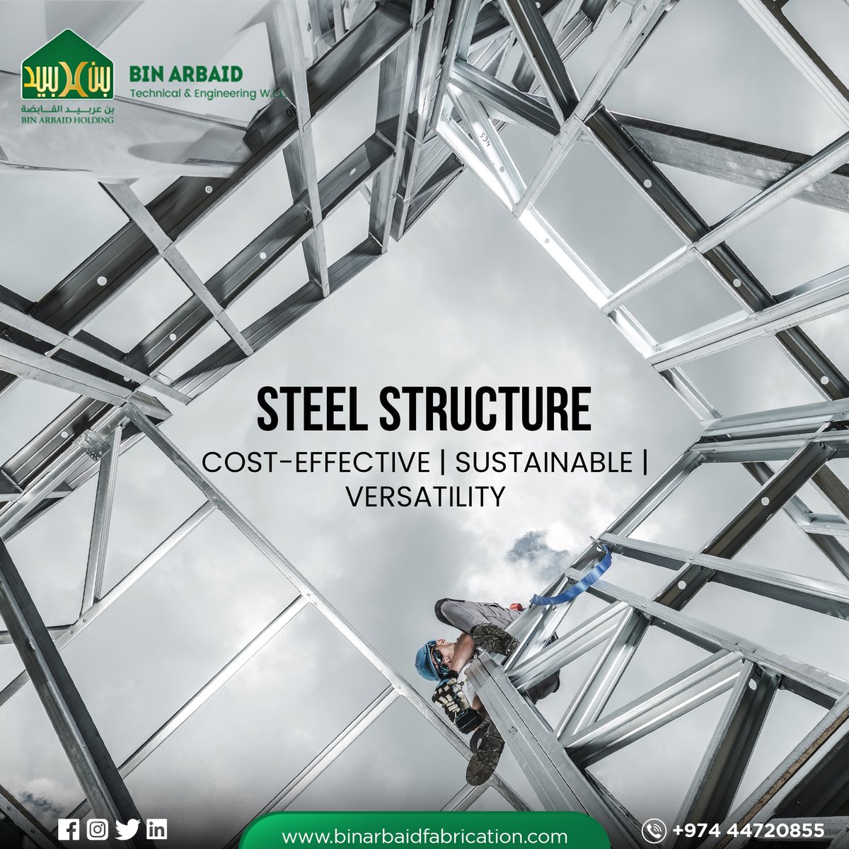 Our #commitment to sustainability, cost-effectiveness, and versatility ensures that every project is not just completed but #elevated to new heights.  

To know more, contact us on:   
📞 +974 44720855    
📧 info@binarbaidfabrication.com