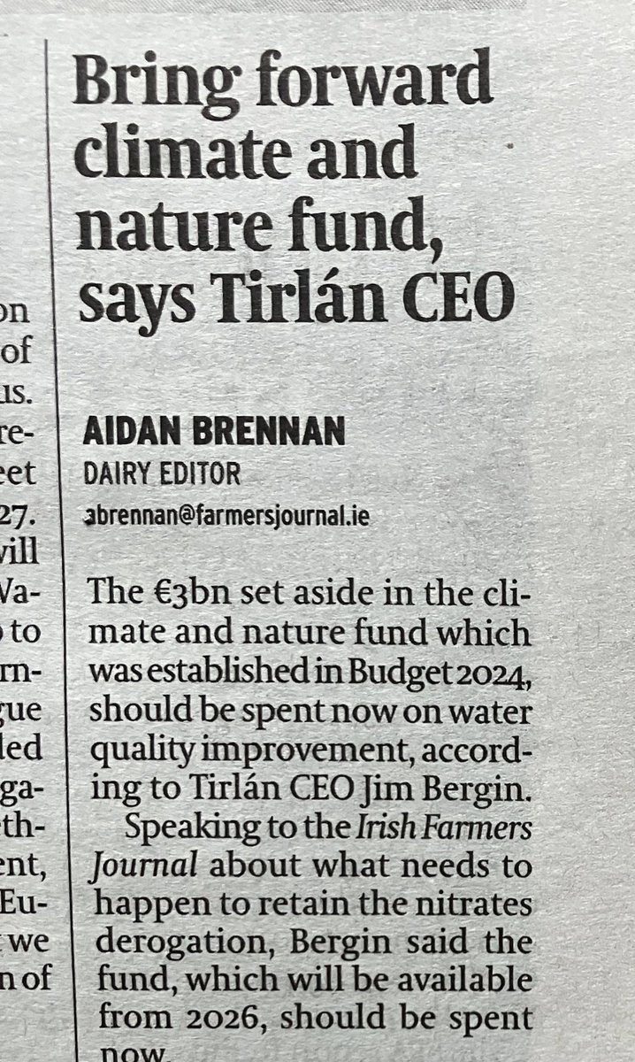 I’m curious to know what €€€ Tirlán is investing to address water quality issues? Where can I find info? I absolutely support the state assisting farmers but wd like to know exactly what the industry is investing & how effective that investment might be.