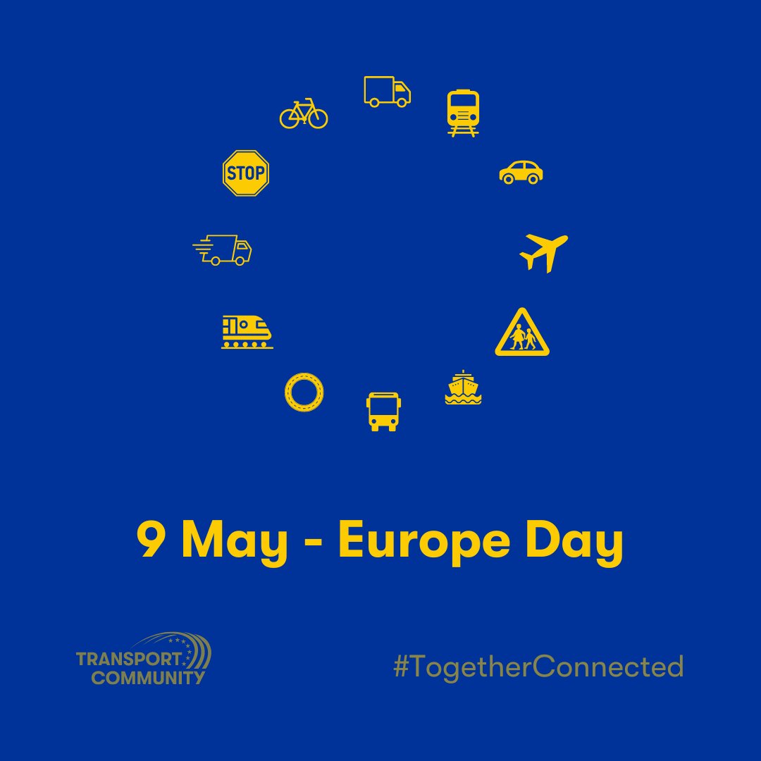 Happy #EuropeDay 🇪🇺 a celebration of peace, unity and diversity in Europe! Today, we underline the importance of modern, resilient, sustainable, and intelligent transport networks in getting us #TogetherConnected, and creating brighter and more connected future for Europe.