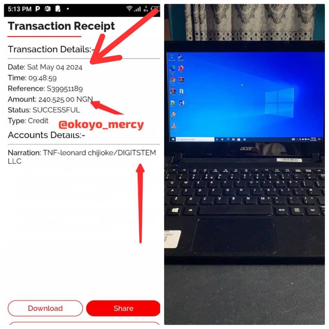 Wow ooo what God can't do, it doesn't exist. Congratulations to myself 🎊💃🏻 That same Business I started with 20k, have given me a LAPTOP 🔥💥 After receiving 240k last week. I gifted🎁 myself with a LAPTOP thanks to @digitstem ,@CoachKingLeon