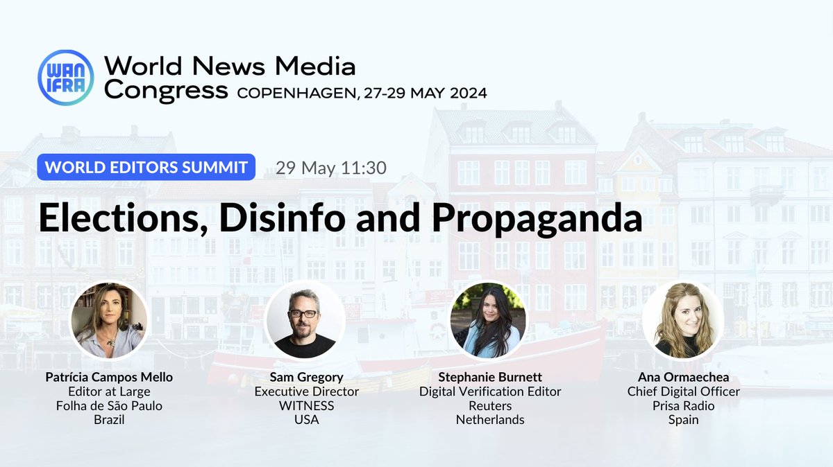 At #WNMC24, a panel will share some of the troubling campaigns featuring AI generated videos and audio and suggest some response strategies for newsrooms. wan-ifra.org/events/wnmc24/